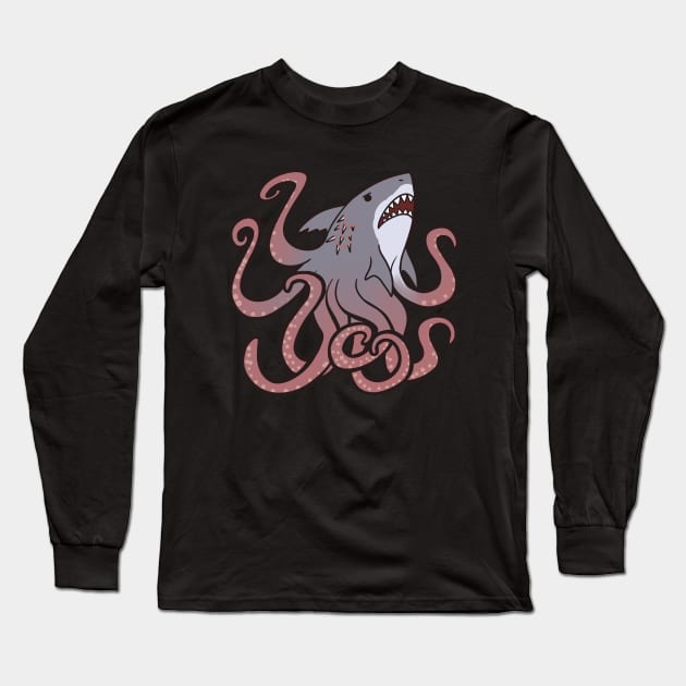 Sharktopus Long Sleeve T-Shirt by owlapin